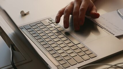 young male worker software developer using laptop working at office.