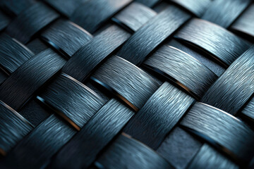 Poster - Close-up of a dark, woven texture with intricate, overlapping strands creating a complex pattern.