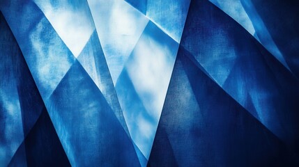 Poster - Abstract blue geometric pattern with layered textures and soft light reflections in background