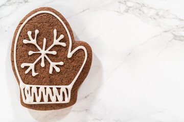 Canvas Print - Beautifully Decorated Mitten Cookies with Royal Icing Designs