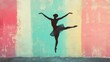 © Ms. Fox - Silhouette ballet dancer in tutu against colorful background