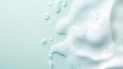 Poster - Soft white foam bubbling across pastel green surface, conveying clean, fresh aesthetic perfect for beauty, hygiene, and cleaning product imagery