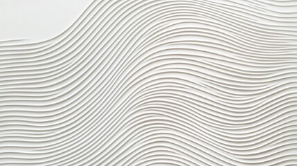 Fototapete - Textured white wall displaying wavy patterns with elegant, fluid curves forming dynamic abstract background for design and creative projects