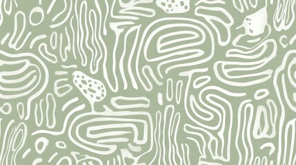 Fototapete - Organic white curves interweaving across verdant backdrop, generating contemporary graphic pattern suitable for textile, packaging, and surface design applications