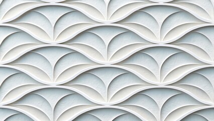 Poster - an abstract, geometric design, it showcases a repeating pattern of stylized waves. the patterns gives a sense of elegance 