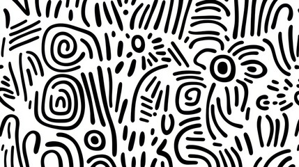 Poster - Black lines and shapes swirling, intersecting across white background, forming dynamic abstract geometric pattern representing contemporary minimalist graphic design