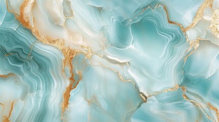 Poster - Luminous blue marble surface featuring intricate golden veins, embodying luxury, elegance, and sophisticated design with high end aesthetic appeal