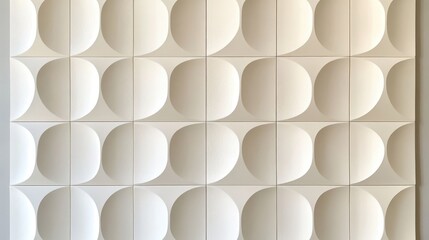 Fototapete - Textured white wall revealing intricate relief pattern, casting dynamic shadows and highlighting architectural surface depth