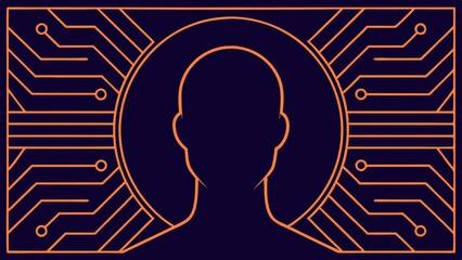 Poster - Human head outline within a circuit board design