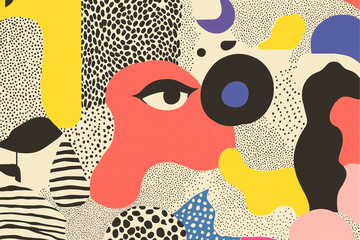 Poster - Abstract Eye Pattern: A vibrant and eye-catching abstract pattern featuring a stylized eye composed of organic shapes, bold colors, and textures