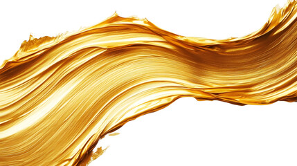 Leinwandbilder - Wavy golden paint texture forming an abstract design element on transparent background, ideal for luxury and premium projects