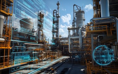 Poster - A modern industrial plant showcasing advanced technology and complex machinery. A blend of innovation and engineering, it's a symbol of progress in manufacturing and production.