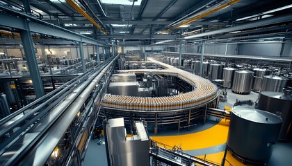 Poster - A panoramic view of a modern industrial facility with advanced machinery.