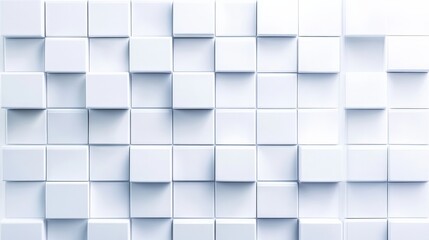 Poster - abstract white wall with 3d cubes creating a modern and minimalist aesthetic for design