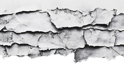 Poster - Torn white paper strips layering across textured surface, revealing transparent section below background edge