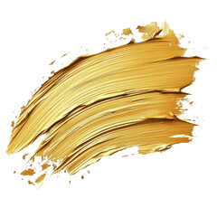 Poster - Golden paint strokes create an elegant texture on a clean white background for artistic expression, Golden Paint Strokes on white background