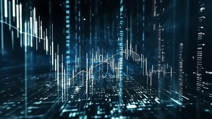 Wall Mural - Abstract digital visualization of data trends and analytics in a futuristic environment.