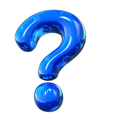 Poster - blue question mark to find answer on transparent background. 3D Illustration