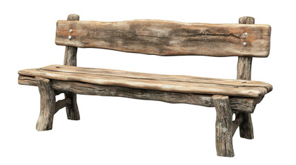 Aufkleber - Weathered wooden bench isolated on transparent background, ideal for rustic or nature-themed projects