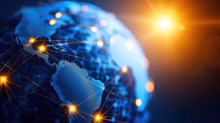 Poster - Global Network Connection - Digital World Map.
