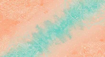 Poster - Delicate Mandala Pattern Watercolor Background Pastel Colors