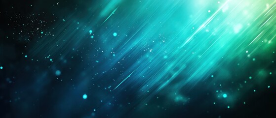 Poster - Abstract teal and green light streaks with bokeh effect, creating a dynamic and ethereal background for technology and science concepts
