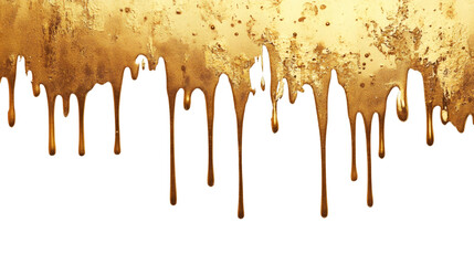 Poster - Golden paint cascading, forming metallic border with fluid texture against transparent backdrop, enhancing graphic luxury