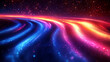 © Yoonnam - A dynamic blend of blue, red, yellow, and purple light streaks, set against a sparkling starfield, symbolizing high-speed space travel or hyperspace in a modern, futuristic context