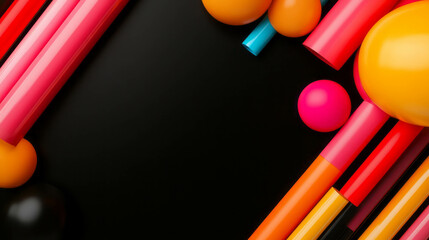 Poster - vibrant abstract background with extruded plastic shapes in colorful geometric composition