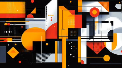 Fototapete - Dynamic abstract geometric background with vibrant shapes and bright colors for creative design