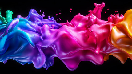 Poster - Vibrant abstract liquid flow in multicolor dynamic wave art design