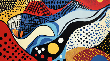 Poster - vibrant abstract shapes and polka dots pattern