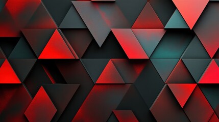 Poster - Abstract geometric pattern with red and black triangular shapes creating depth and texture