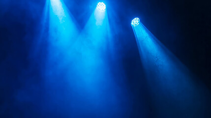 Poster - Vibrant blue light beams creating a mesmerizing atmospheric background for events and design