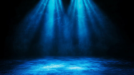 Poster - Ethereal blue light with smoky background for atmospheric stage design