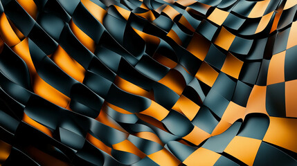 Poster - Abstract checkerboard pattern with dynamic fluid waves for modern design projects