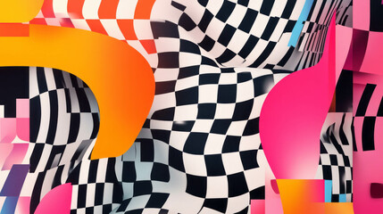 Leinwandbilder - Vibrant checkerboard pattern with bold colors for creative design and background use