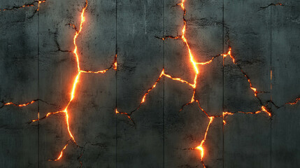 Poster - Stunning concrete texture with dramatic glowing cracks for modern designs