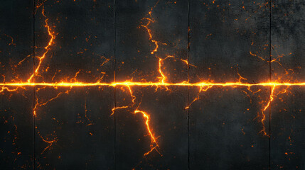 Poster - Glowing cracked concrete texture background with fiery lines for design
