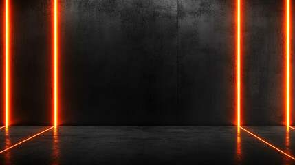 Poster - Futuristic concrete background with vibrant neon light streaks for modern design