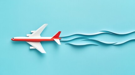 Aufkleber - Leadership concept illustrated by a bold red and white airplane soaring through a bright blue sky showing confidence and ambition. Generative AI