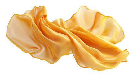 Poster - Luxurious golden silk fabric flowing and waving elegantly on a transparent background, creating a sense of movement and grace