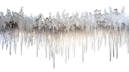 Aufkleber - Sharp icicles hanging down from a snowy roof against transparent background, creating a beautiful winter scene