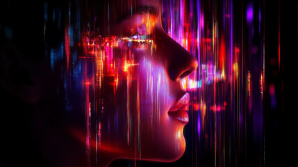 Poster - vibrant digital glitch art with distorted pixel effects for modern digital design