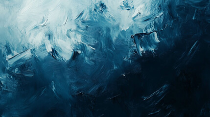 Poster - Abstract digital painting with textured brush strokes in cool blue tones