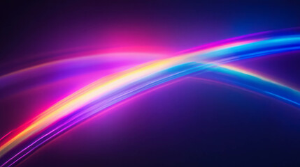 Poster - Vibrant double rainbow light waves on dark background for abstract design