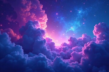 Wall Mural - violet and azure cosmic clouds intertwine, representing vast knowledge , shining, digital