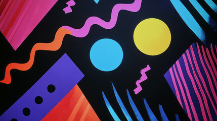 Poster - Vibrant geometric shapes and zigzag pattern abstract background