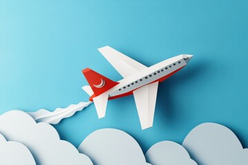 Aufkleber - Leadership concept illustrated in digital paper craft with a bold airplane soaring through a blue sky. Generative AI