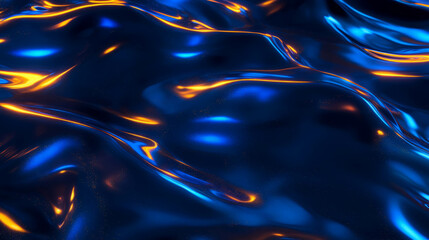 Poster - Abstract flowing waves of gold and blue light